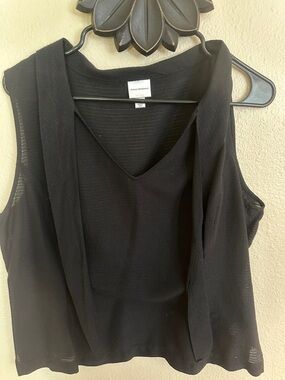 Isaac Mizrahi Black Draped V-Neck Sleeveless Top